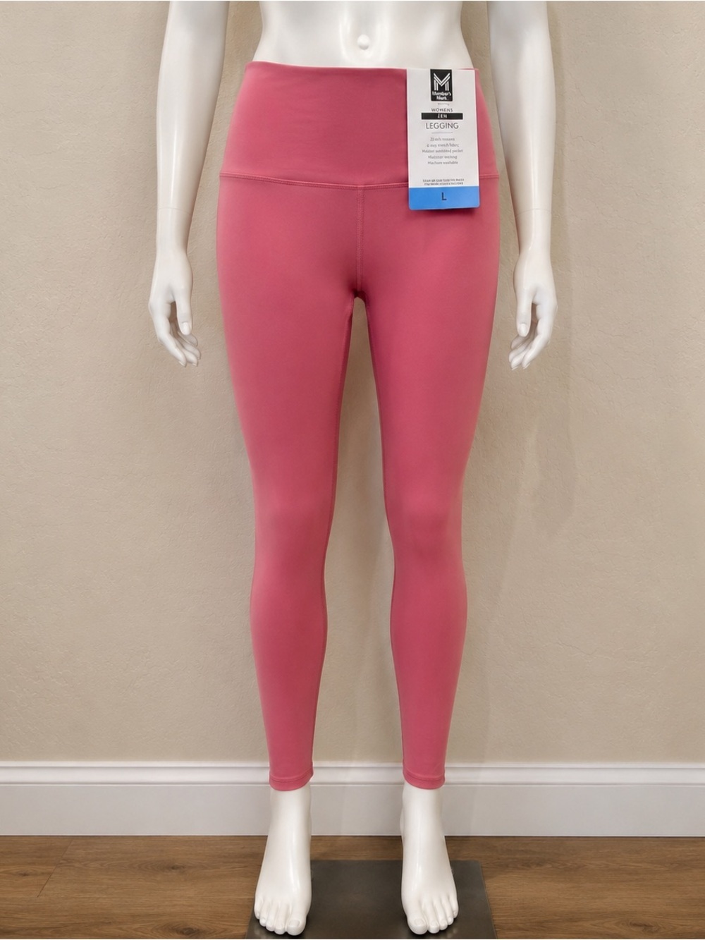 Member’s Mark Zen Leggings Pink Womens Large High Rise 25” Inseam NWT